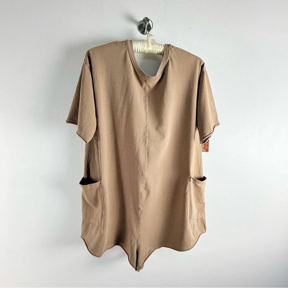 FREE PEOPLE MOVEMENT HOT SHOT TEE ROMPER- Mocha Latte/ Tan Reversible NWT LARGE - Picture 13 of 15